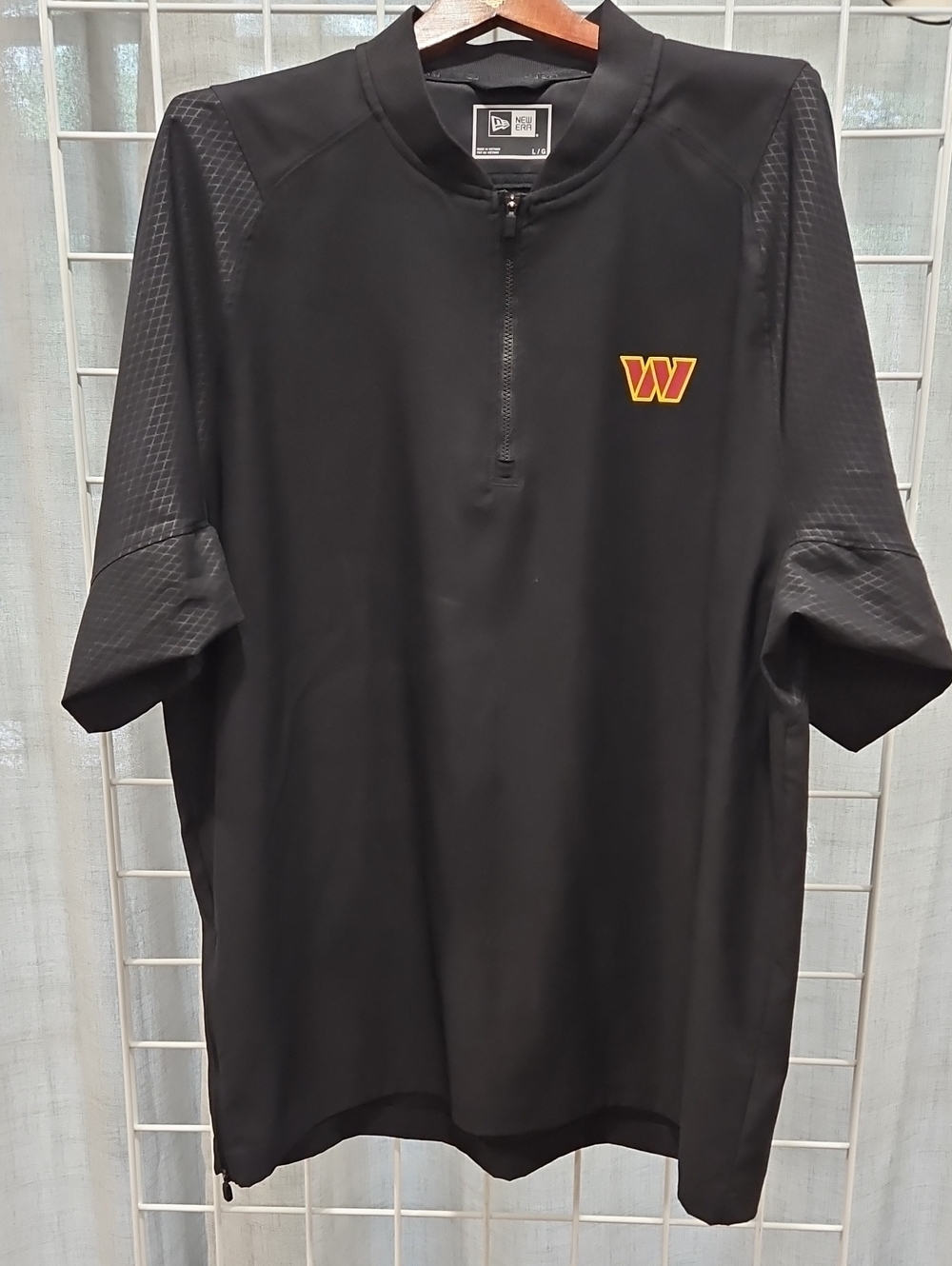 New Era Black Short-Sleeve Quarter-Zip Commanders Pullover A+